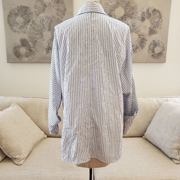 Lafayette 148 Victoria Oceanic Striped Blouse size Large - Picture 9 of 13